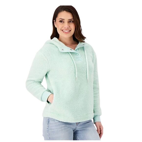 UGG Koolaburra Sherpa Fleece Tinted Sage Green Pullover Sweater Hoodie - Picture 1 of 4